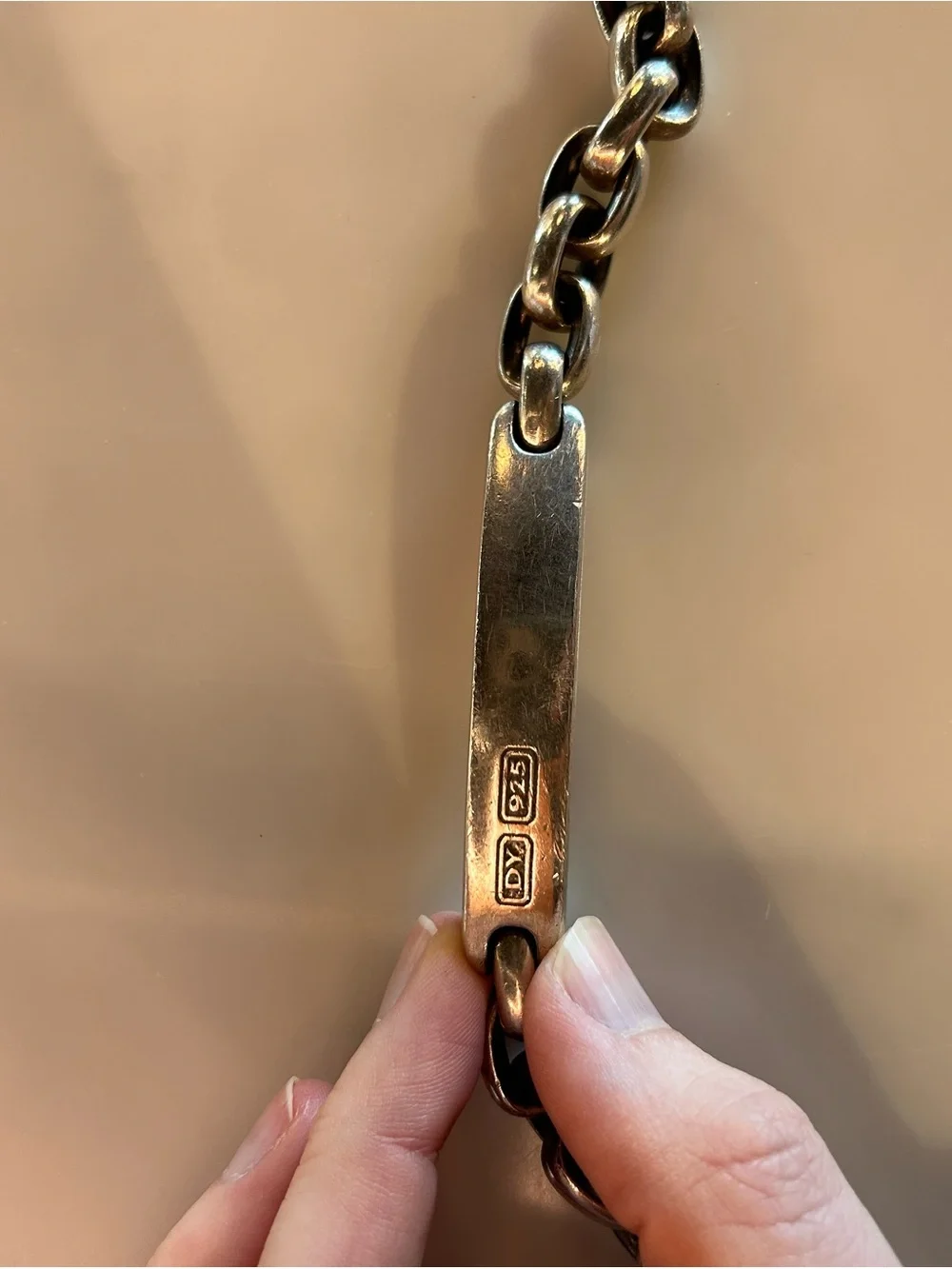 David Yurman Sterling Silver Curb Link ID Bracelet